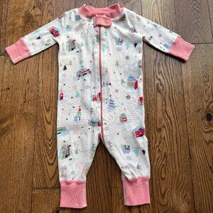 Hanna Andersson Baby Zip Sleeper In Organic Cotton Snowy Village 0-6 Months